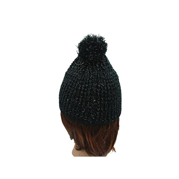 Nike Womens Black Knitted Sparkle Pom Pom Winter Soft Beanie Hat Size 7-16 - Picture 7 of 12